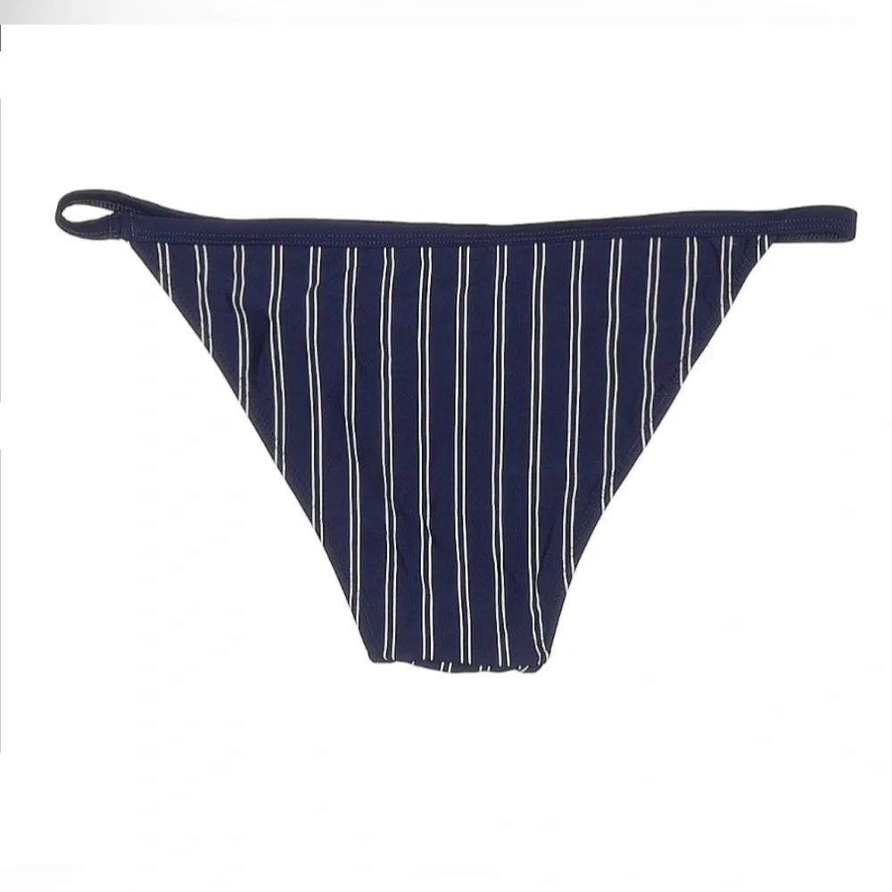 Solid+Striped Bianca Top +Bottom Bikini Set - Navy/White Pinstripe Sz Small - Picture 7 of 7